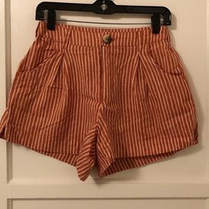 Billabong High Waisted Striped Orange Beach Shorts